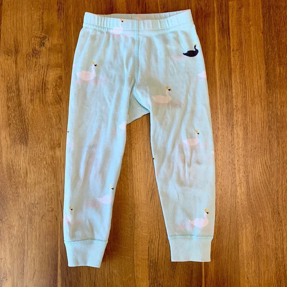 HANNA ANDERSSON Girls Pajamas 2 2T 80/85 Swan Cotton Long John PJs Toddler Girl - Picture 4 of 10